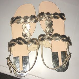 Zara gold braided sandals size 41/10 brand new